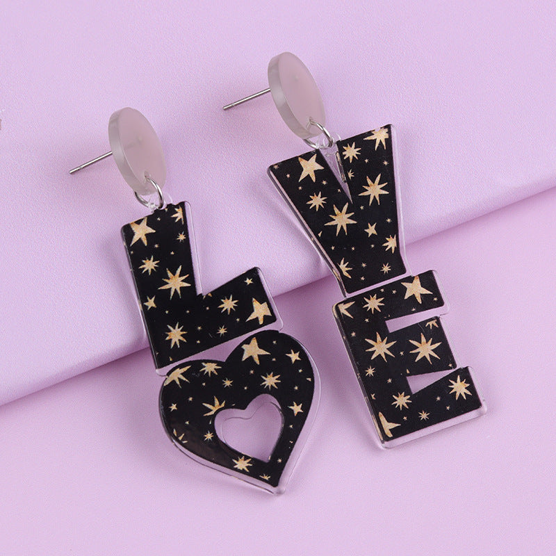 Wholesale Valentine's Day LOVE Letter Acrylic Personality Simple Heart Earrings